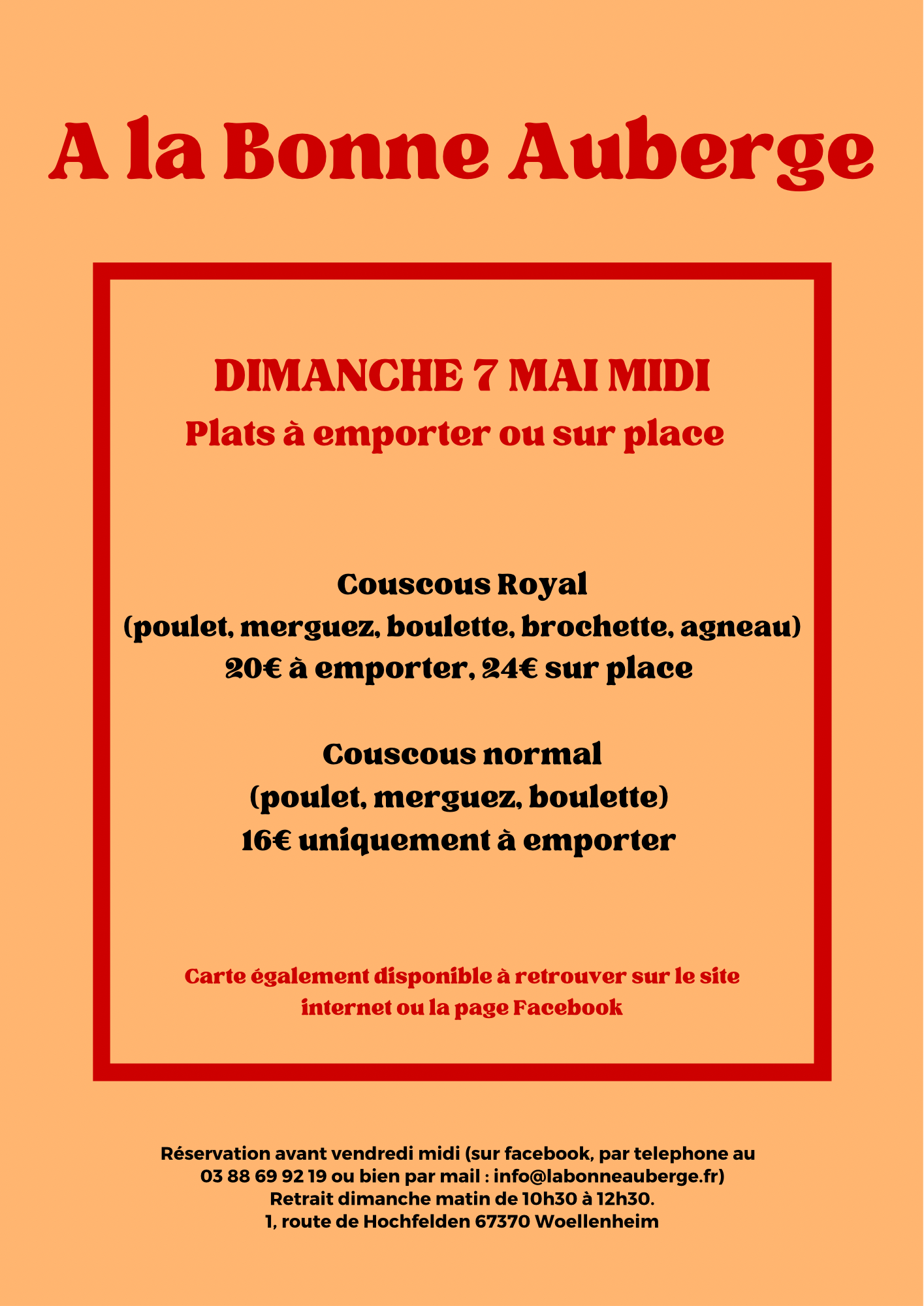 dimanche 7 mai 2023 A La Bonne Auberge